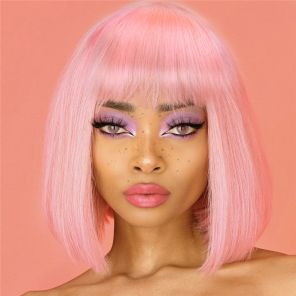 Amazing Summer Style Rose Pink Straight Bob Wig Amazing Summer Style Rose Pink Straight Bob Wig