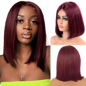 4*4 99J Burgundy Color Straight Short Bob Wigs 99J Lace Closure Wigs 4*4 99J Burgundy Color Straight Short Bob Wigs 99J Lace Closure Wigs