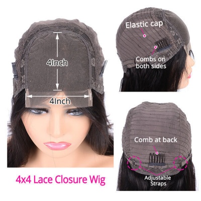 4*4 99j bob lace closure wig
