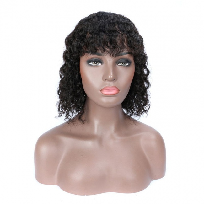 Deep Wave Short Machine Made Bob Wigs With Bangs SuperNova Wig